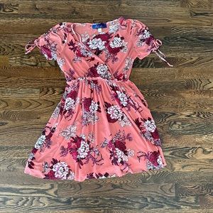 Pink flower printed dress, size S